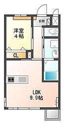ディア・パレス2 1LDKの間取図画像