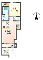 ＡＬＢＡII 1階1LDKの間取り