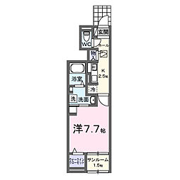 メル　クラール 1階1Kの間取り