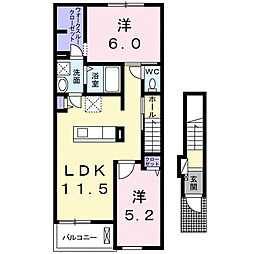 コオリナ　ハイツI 2階2LDKの間取り