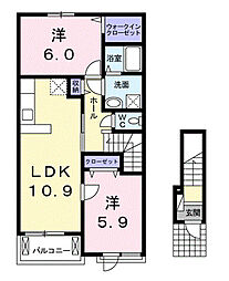 フェリーチェプレッソ佐沼 2階2LDKの間取り