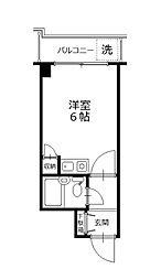 リバービューハイツ ワンルームの間取図画像