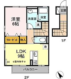 サザンコート3 1LDKの間取図画像