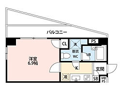 シティ高井戸 2階1Kの間取り