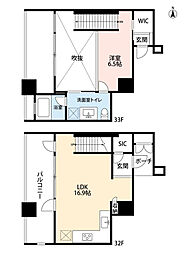 ワールドシティタワーズブリーズタワーB1棟 1SLDKの間取図画像