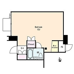 アンクレール初台 ワンルームの間取図画像