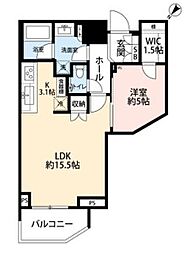パークタワー勝どきミッド 1LDKの間取図画像