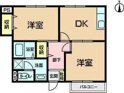 パインウェル 2DKの間取図画像