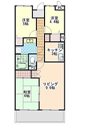 ロイヤルマンション土浦南 5階3LDKの間取り