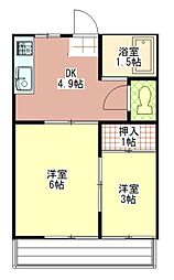 神立シエリー 2DKの間取図画像