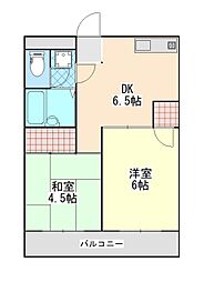 トータスレジデンス 2DKの間取図画像