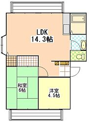 ベルメゾン1番館 2LDKの間取図画像