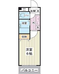 パレ・エレガンス 1Kの間取図画像