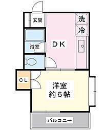 グリーンロードハイツ 1DKの間取図画像