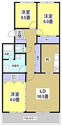 明開ハイツA 3LDKの間取図画像