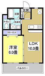 ぷりむろうず立野 1LDKの間取図画像