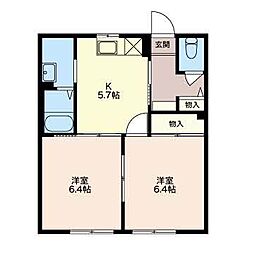 メモリータウンB 2Kの間取図画像
