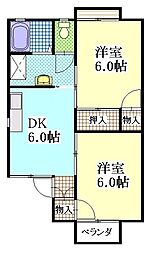 アリコベール 2DKの間取図画像