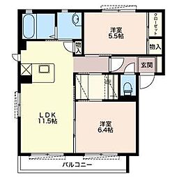パストラル1 2LDKの間取図画像