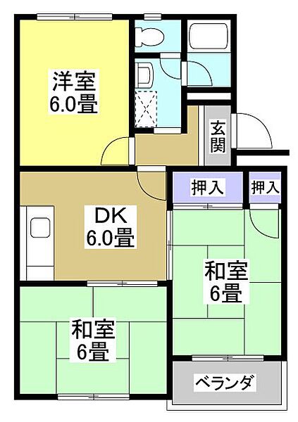 グリーンハイツ楊子 105｜静岡県浜松市中央区楊子町(賃貸マンション3DK・1階・49.75㎡)の写真 その2