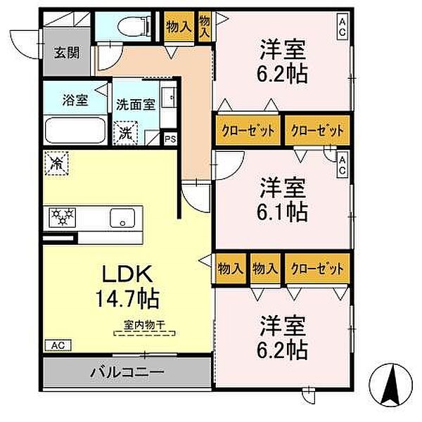 メゾン　ド　アン 301｜静岡県浜松市中央区上西町(賃貸アパート3LDK・3階・78.72㎡)の写真 その2