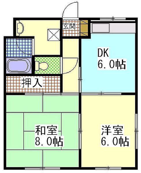 ハッピネス ｜静岡県袋井市川井(賃貸マンション2DK・2階・45.66㎡)の写真 その2