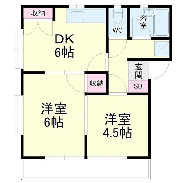 コーポラス四季和II 102｜静岡県浜松市中央区小池町(賃貸アパート2DK・1階・34.70㎡)の写真 その2