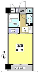 ブライティ助信 3階1Kの間取り