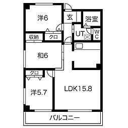 ライフ第5マンション大平台 3LDKの間取図画像