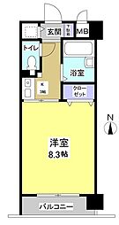 ブライティ助信 1階1Kの間取り