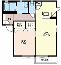 マナティーA 1LDKの間取図画像
