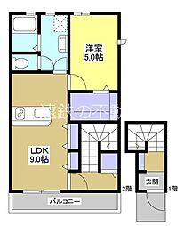 LOTUS河輪 1LDKの間取図画像