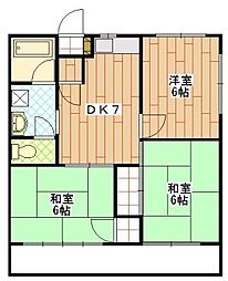 エルミタージュ2 2LDKの間取図画像