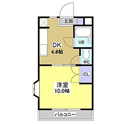 ローランギャロス 1DKの間取図画像