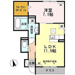 新棒屋第1城北ハイツ 1LDKの間取図画像