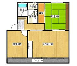 ヴィラコンフォート下俣南 2LDKの間取図画像