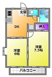 サンハイツ桂 2DKの間取図画像