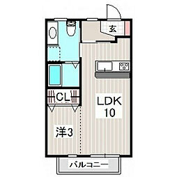 アビニヨン 1LDKの間取図画像