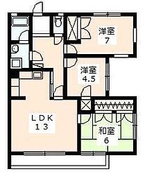 シャトー蜆塚1 3LDKの間取図画像