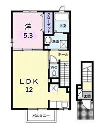 プラシード・フォレスト 1LDKの間取図画像