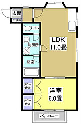 オレンジハウスA号棟 1LDKの間取図画像