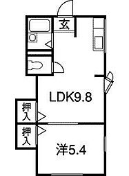 タウンコートM 1LDKの間取図画像