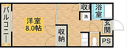 ソレアード幸 1DKの間取図画像