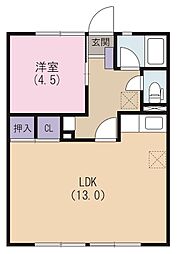 シティハイムアカシ 1LDKの間取図画像
