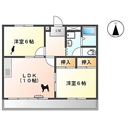 マーブルパレス2 2LDKの間取図画像