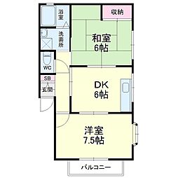 ST.2 2DKの間取図画像