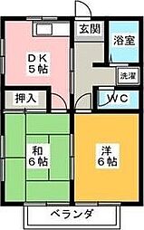 真中アパート 2DKの間取図画像