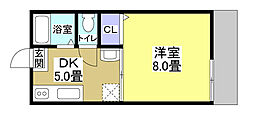 クレール・メゾン 1DKの間取図画像