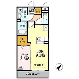 プリマ・テラッセ 1LDKの間取図画像