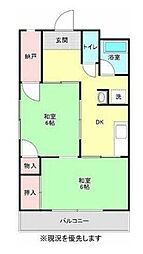 高橋ハイツ 2DKの間取図画像